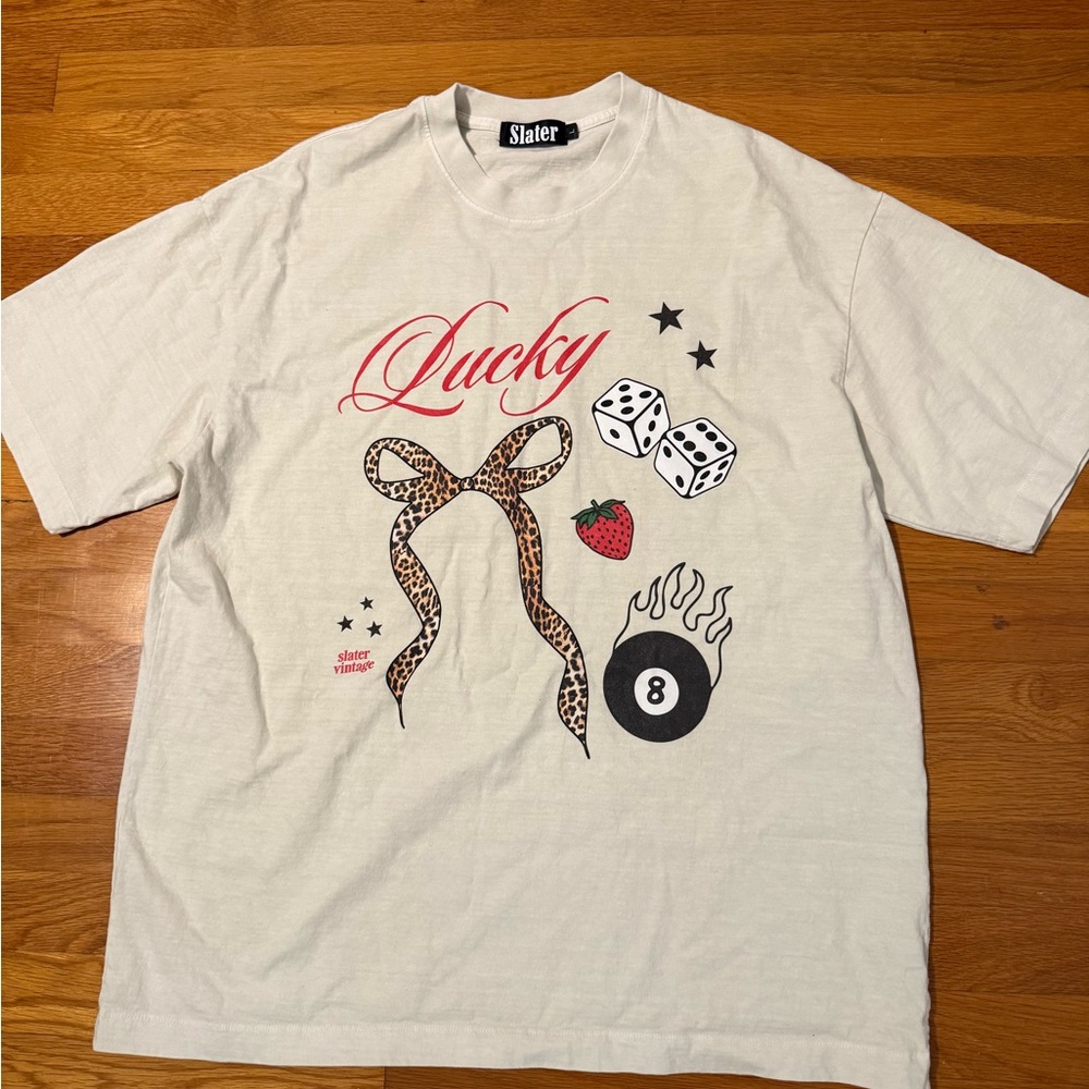 Oversized Slater Vintage lucky girl bow 8-ball tee graphic